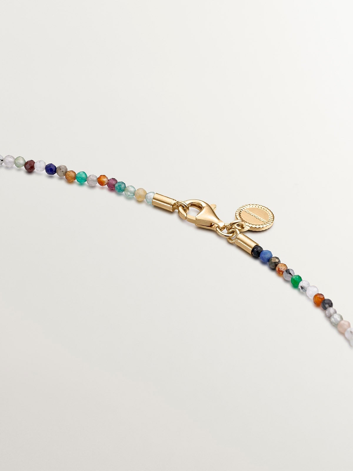Collar de plata 925 bañada en oro amarillo de 18K con bolitas de piedras preciosas multicolor