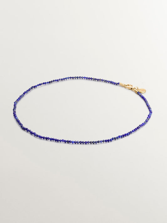 Collar de plata 925 bañada en oro amarillo de 18K con lapislázulis azules