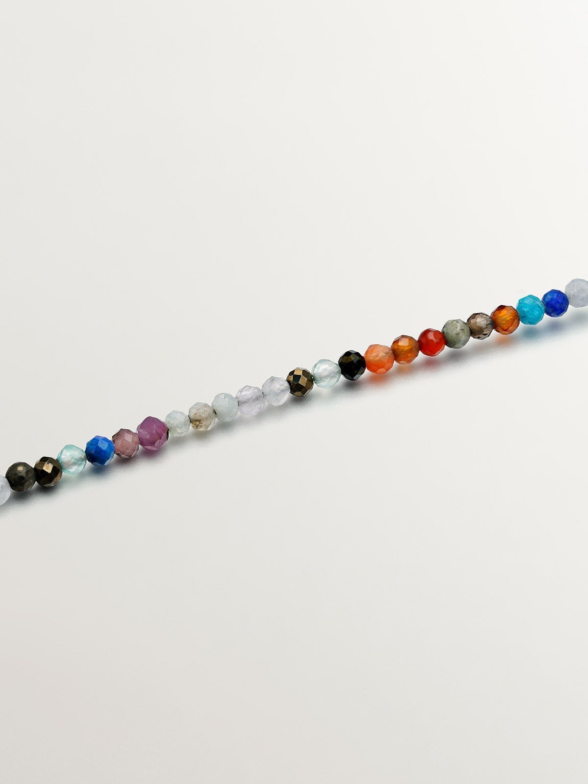 Collar de plata 925 bañada en oro amarillo de 18K con bolitas de piedras multicolor