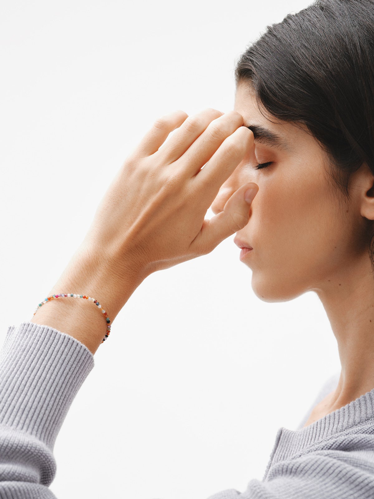 Pulsera de plata 925 con bolitas de piedras preciosas multicolor