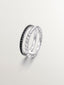 Anillo doble de plata 925 con relieve y espinelas negras