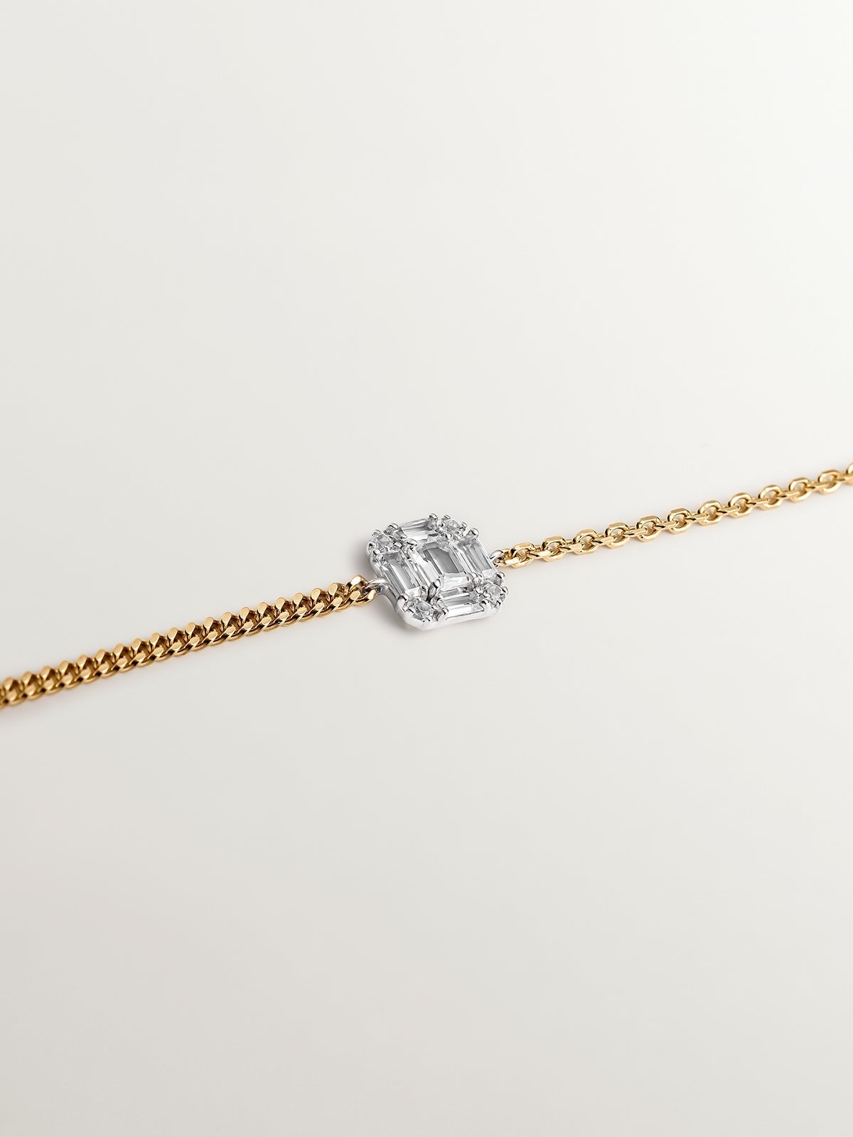 Pulsera de plata 925 bañada en oro amarillo de 18K con topacios blancos