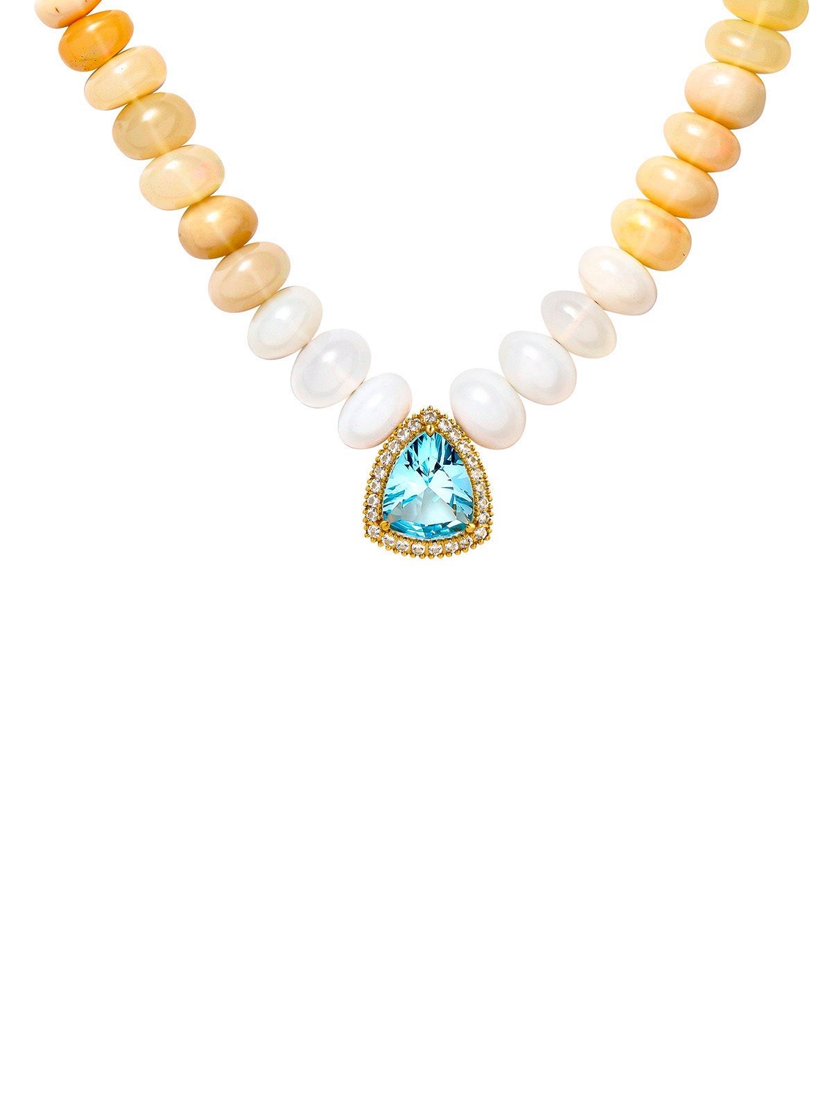 Collar de plata 925 con ópalos y topacios azul sky y blancos