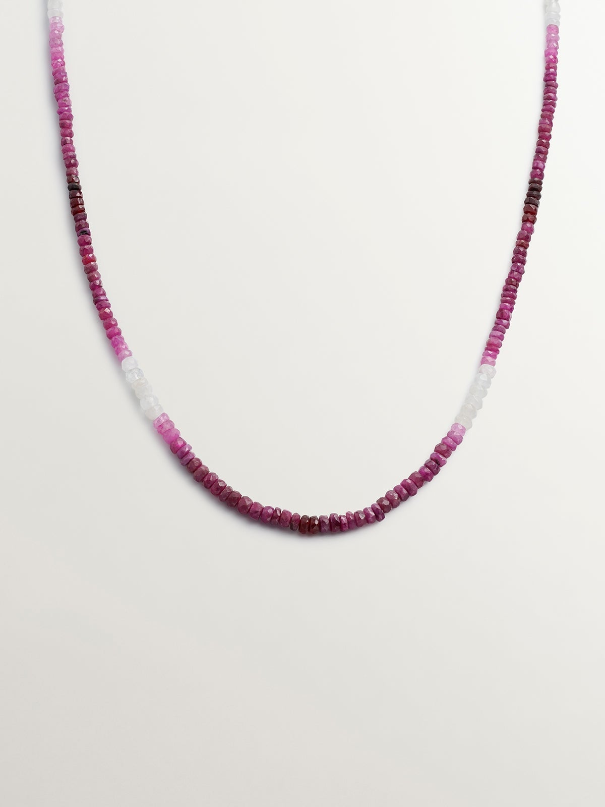 Collar de plata 925 bañada en oro amarillo de 18K con rubíes rosas