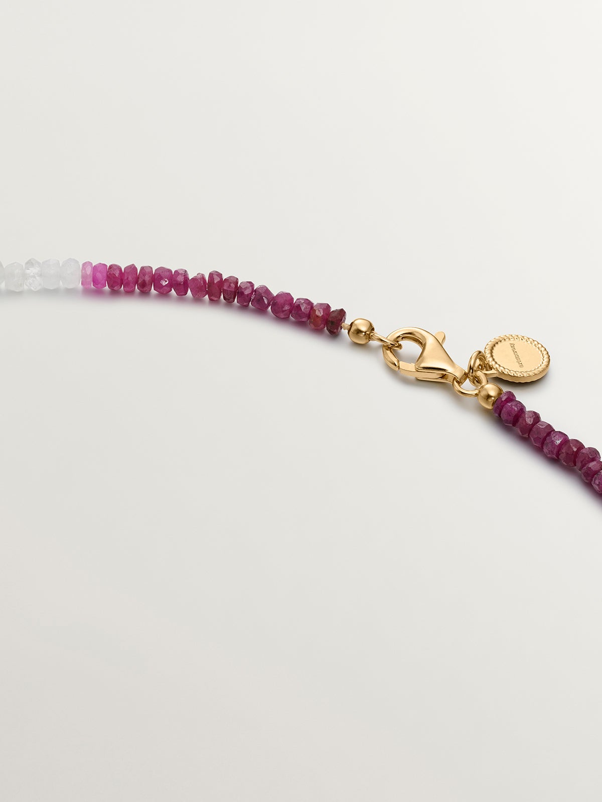 Collar de plata 925 bañada en oro amarillo de 18K con rubíes rosas