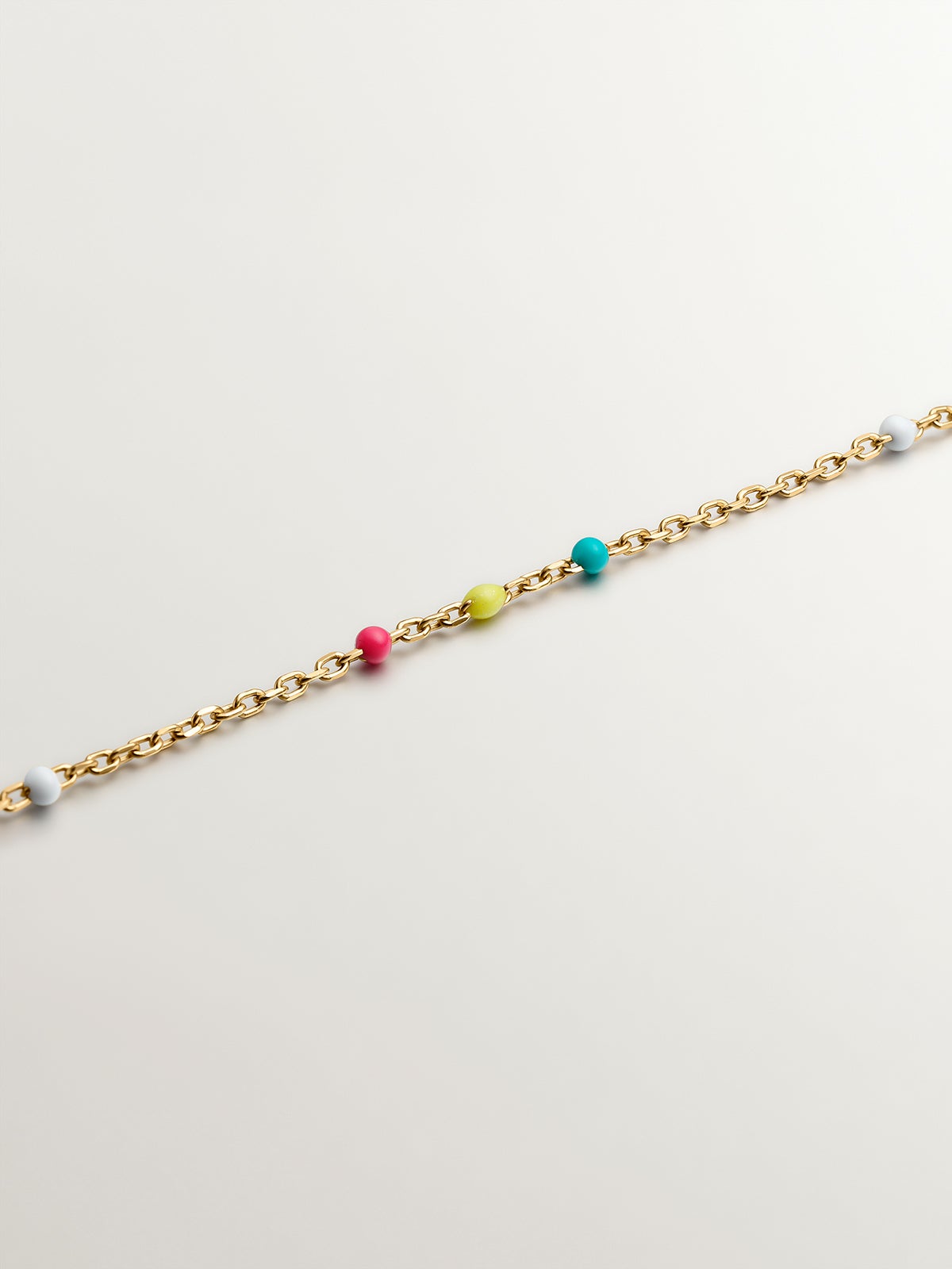 Cadena de plata 925 bañada en oro amarillo de 18K con esmalte multicolor