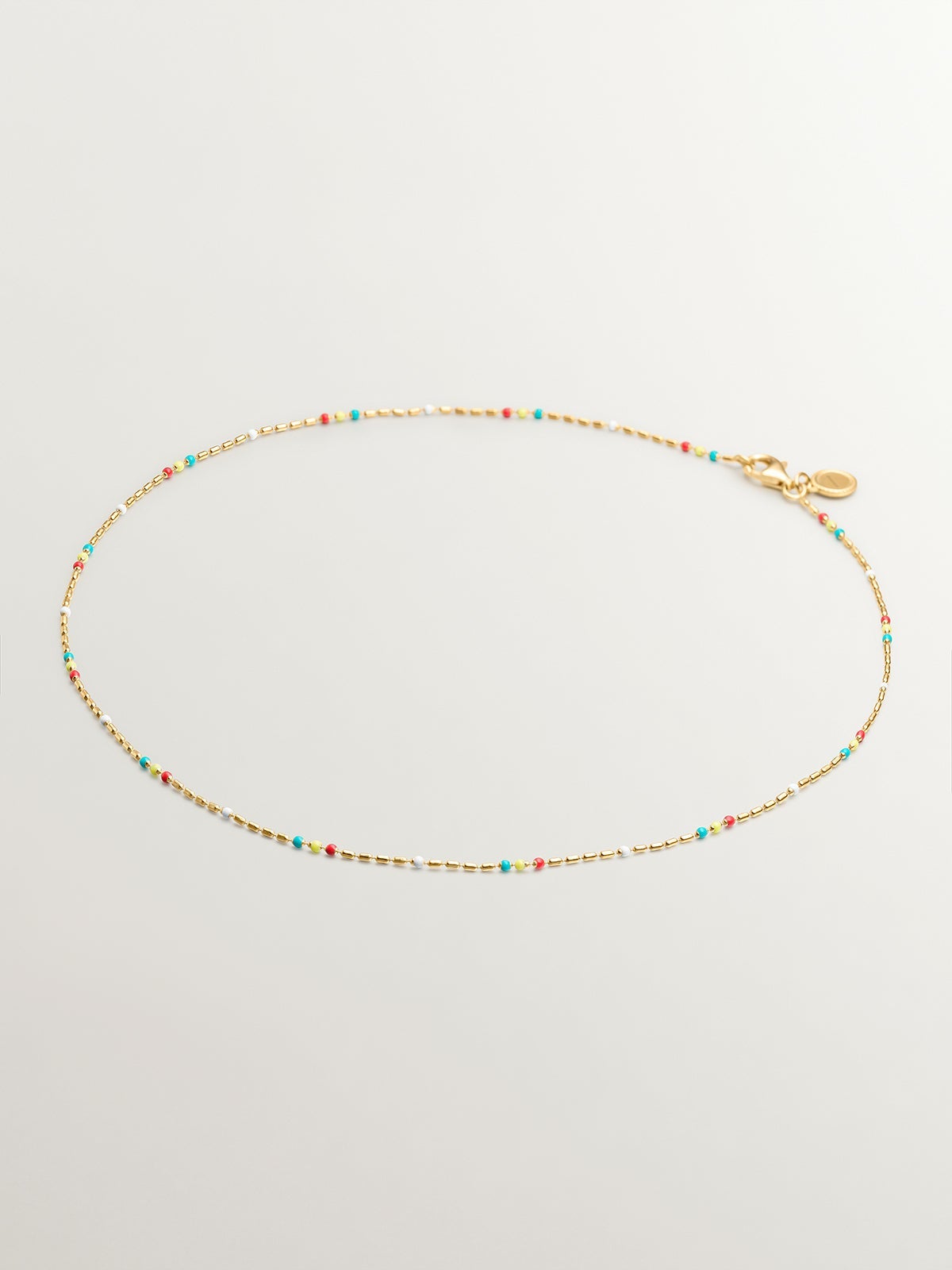 Cadena de plata 925 bañada en oro amarillo de 18K con esmalte multicolor