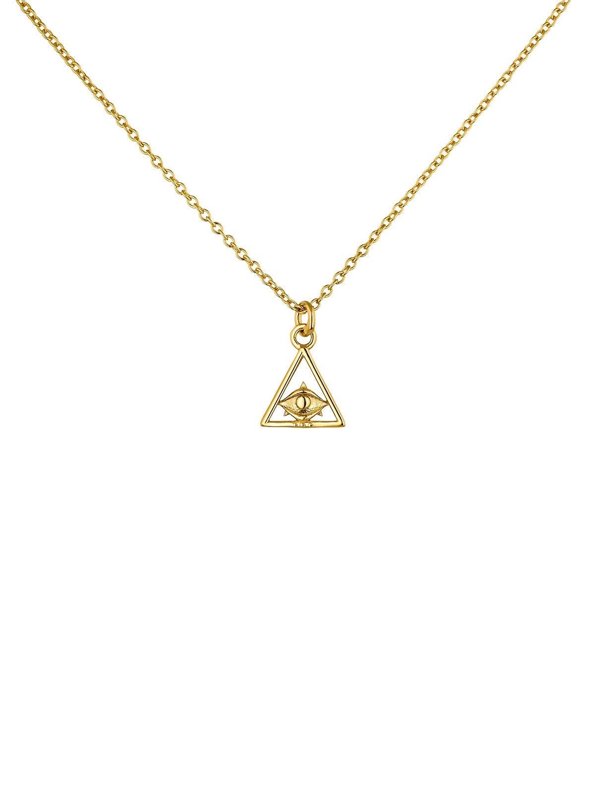 Colgante de plata 925 bañada en oro amarillo de 18K con ojo y triángulo