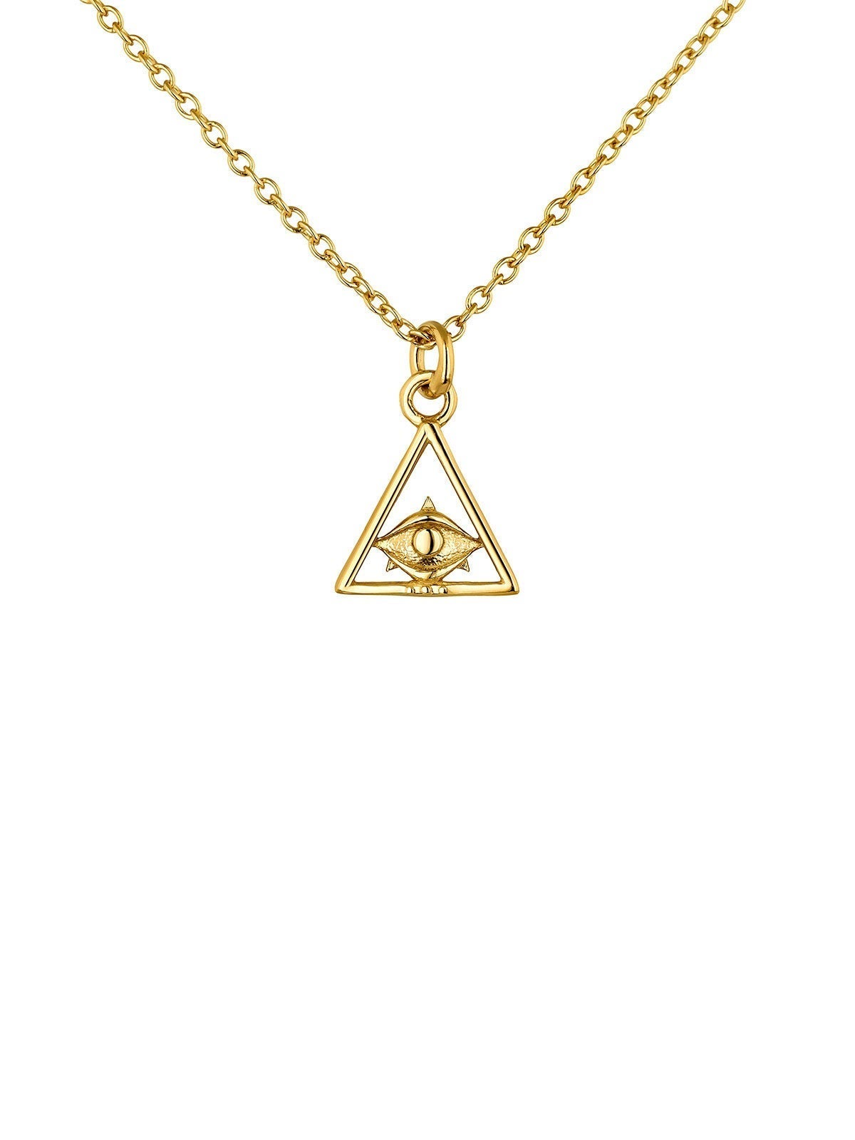 Colgante de plata 925 bañada en oro amarillo de 18K con ojo y triángulo