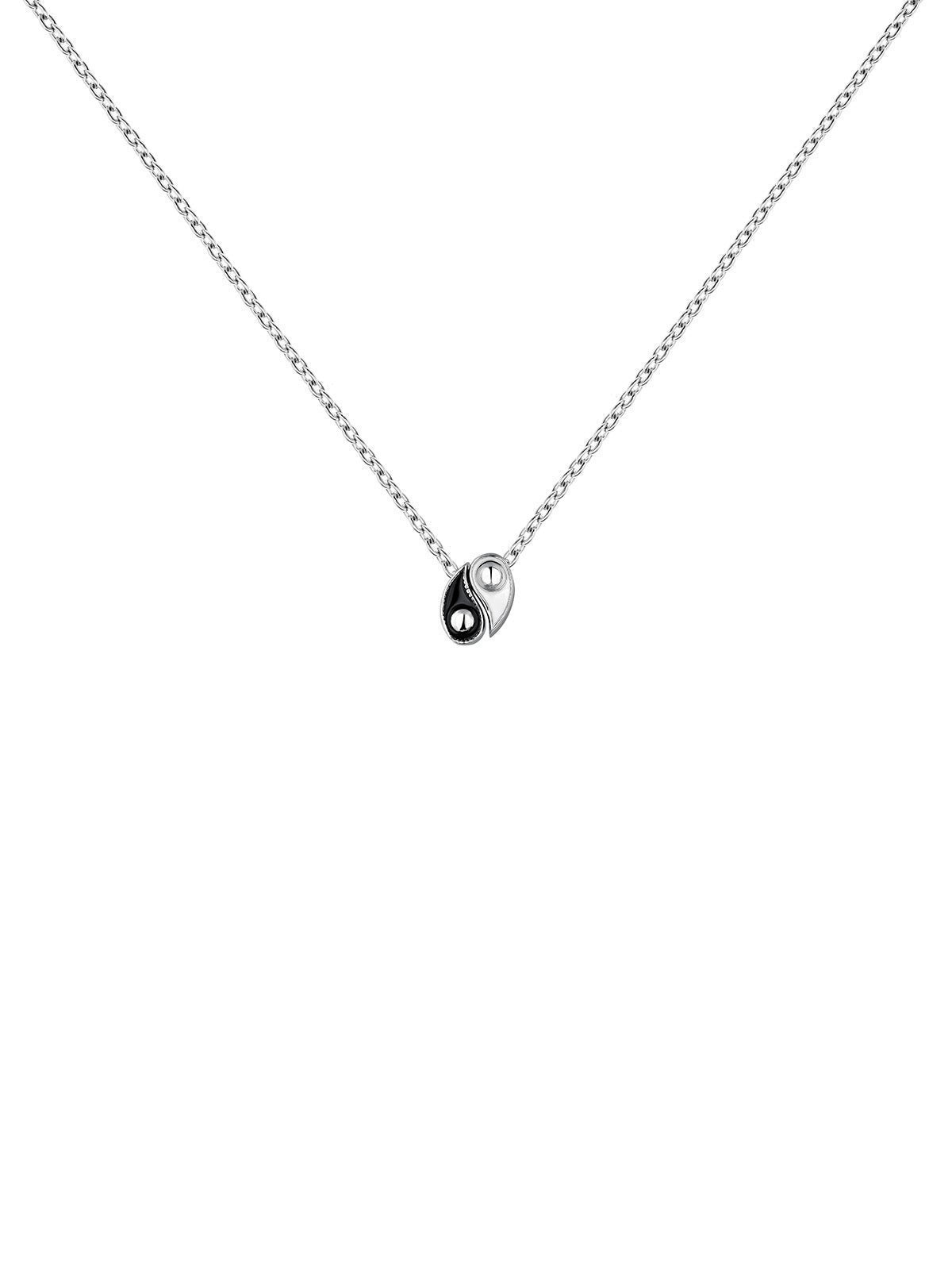 Colgante de plata 925 con ying yang y esmalte negro