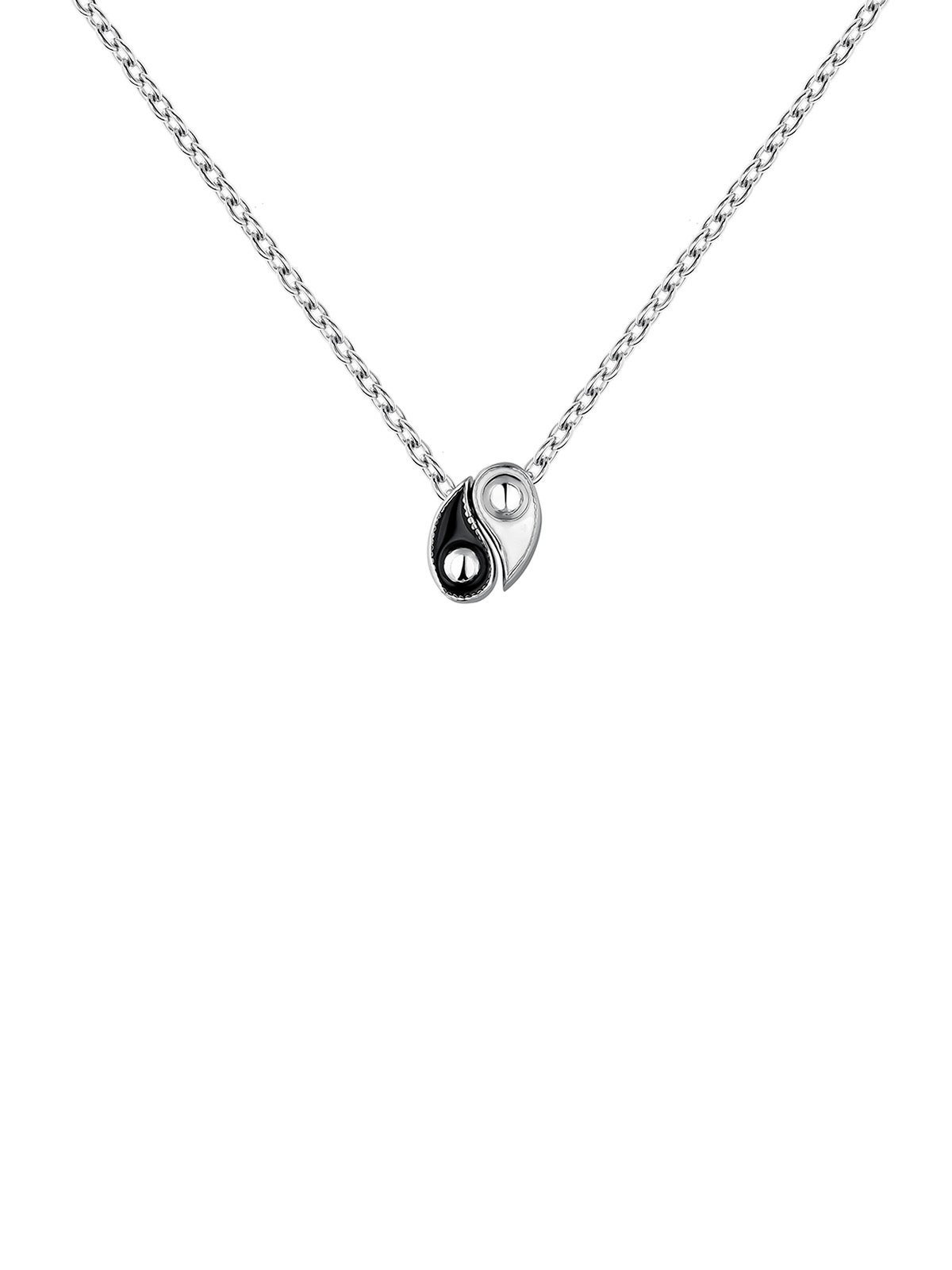 Colgante de plata 925 con ying yang y esmalte negro
