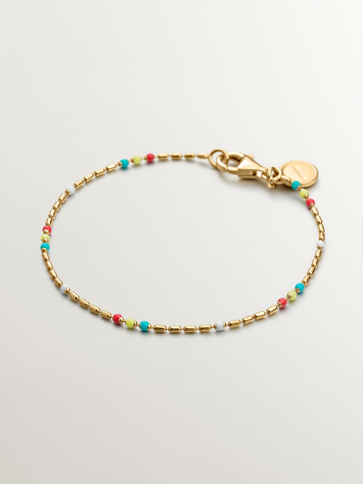 Pulsera de plata 925 bañada en oro amarillo de 18K con esmalte multicolor