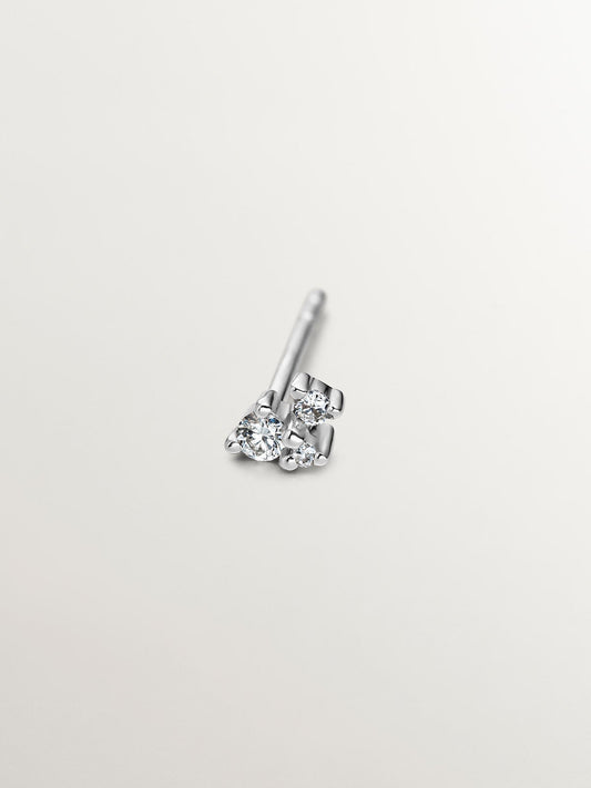 Pendiente individual de oro blanco de 18K con diamantes