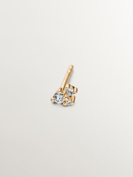 Pendiente individual de oro amarillo de 9K con diamantes