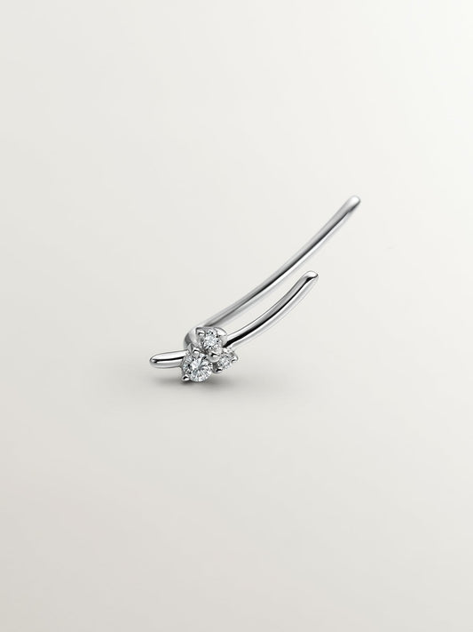 Pendiente trepador izquierdo de oro blanco de 9K con diamantes 0,04 cts