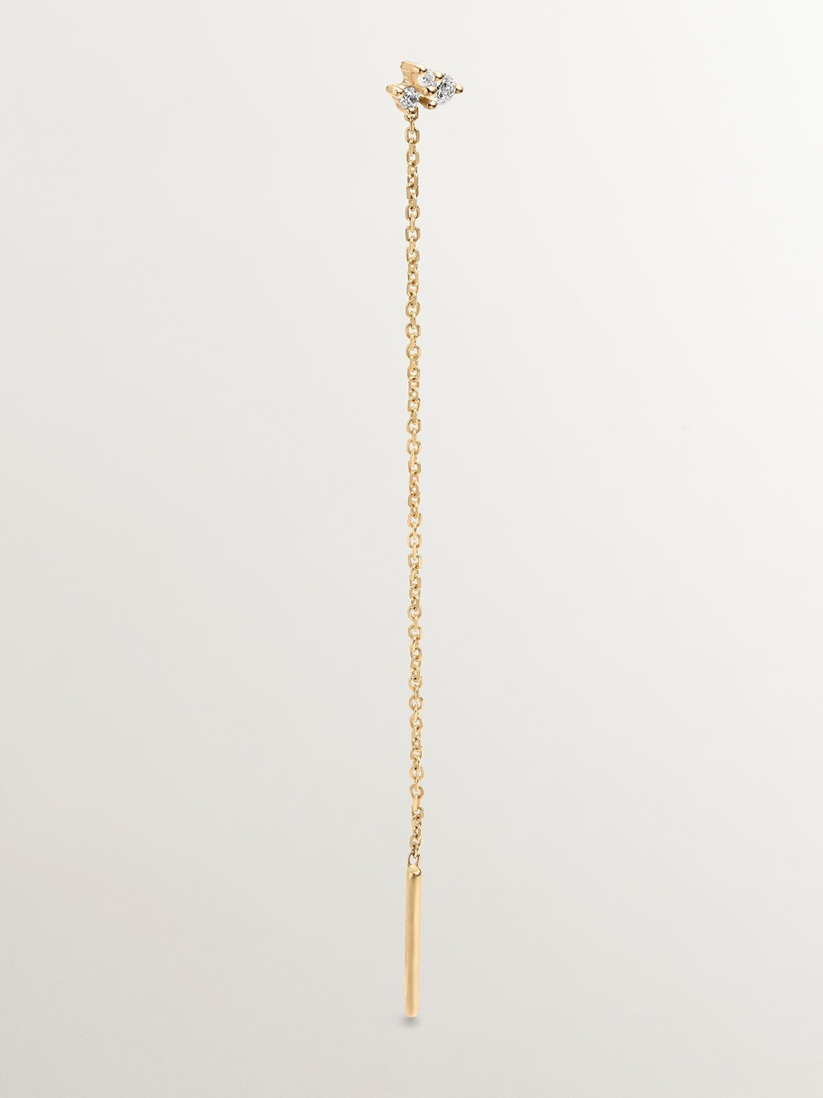 Pendiente individual de oro amarillo de 18K con cadena y diamantes