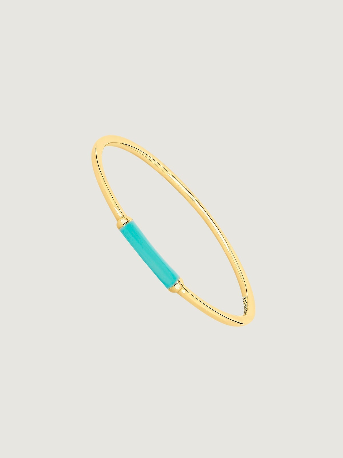 Anillo de oro amarillo de 9k con esmalte turquesa