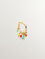 Pendiente individual de aro de oro amarillo de 9K con bolitas de esmalte multicolor