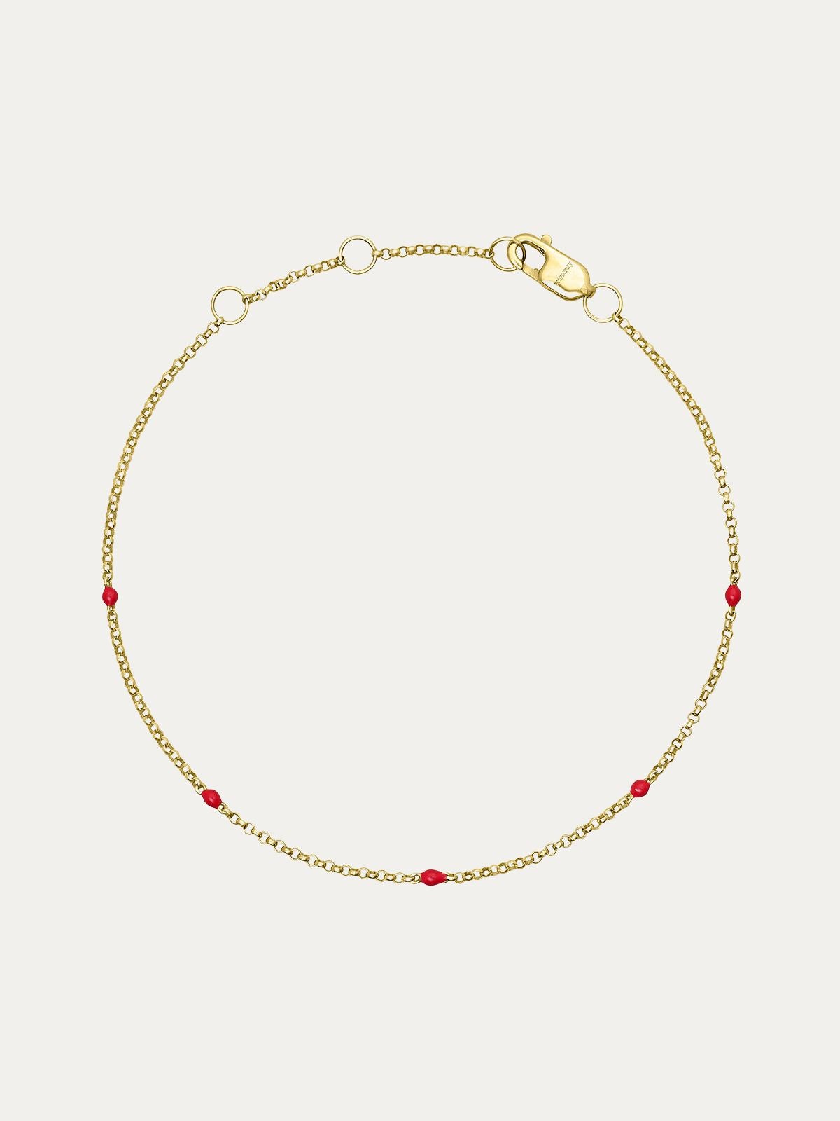 Pulsera de oro amarillo de 9K con esmalte rosa