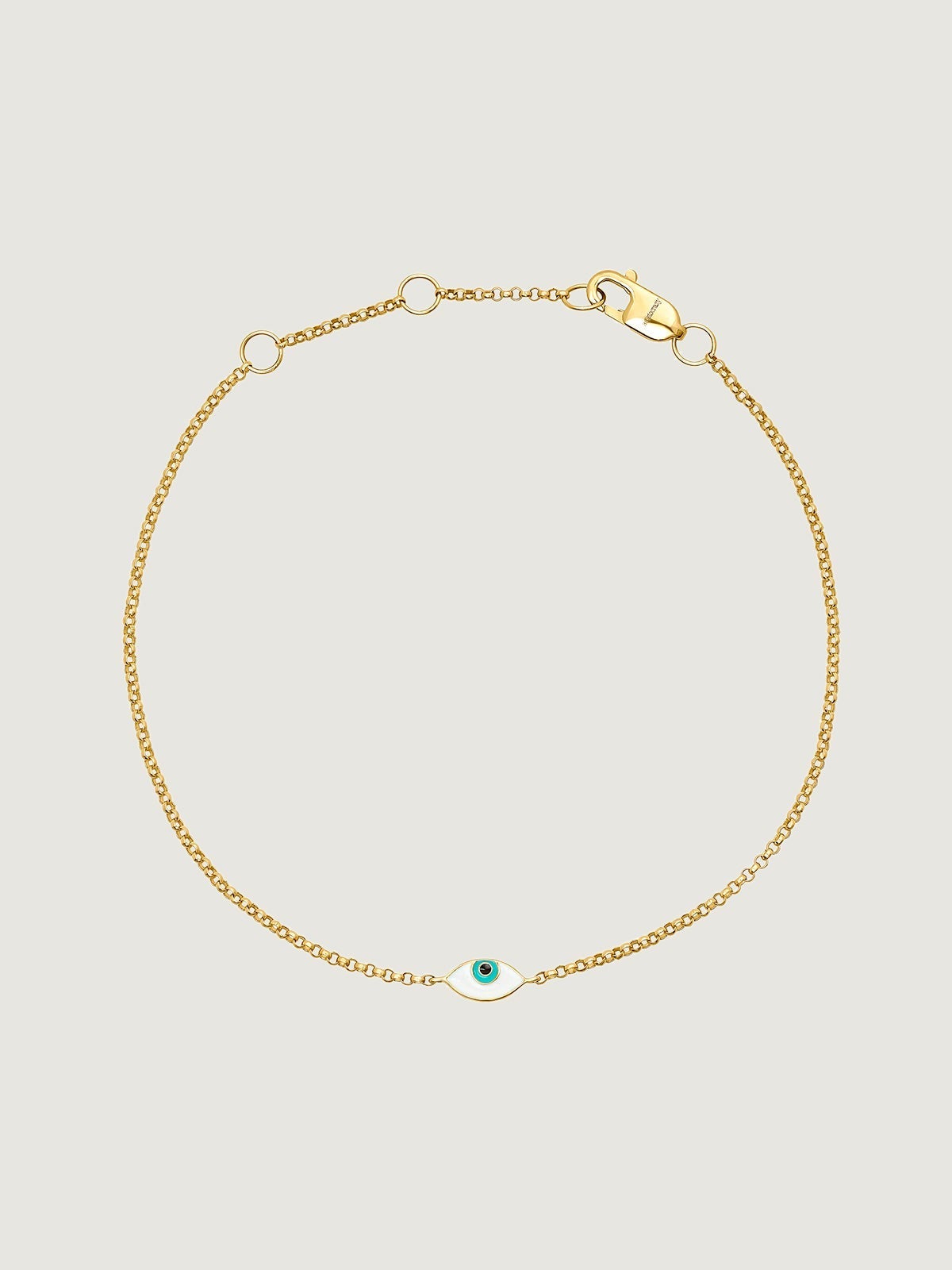 Pulsera de plata 925 bañada en oro amarillo de 9K con ojo
