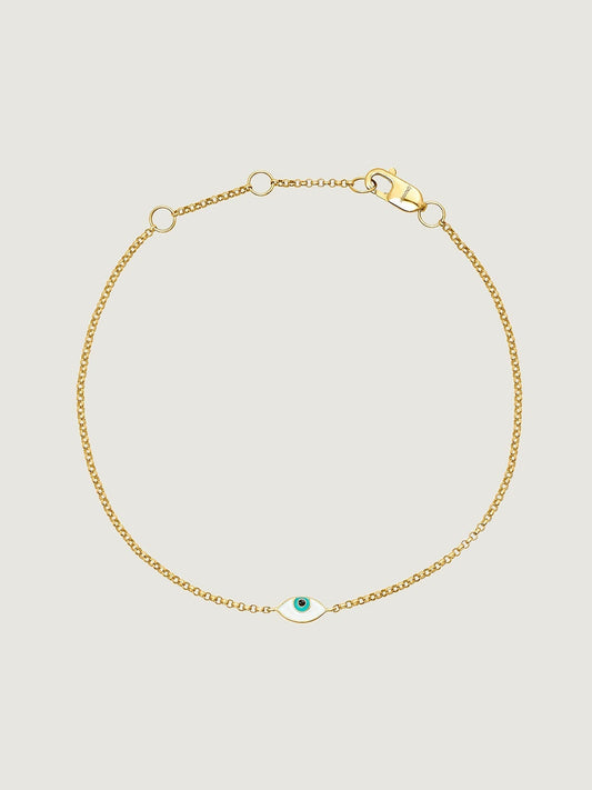 Pulsera de plata 925 bañada en oro amarillo de 9K con ojo