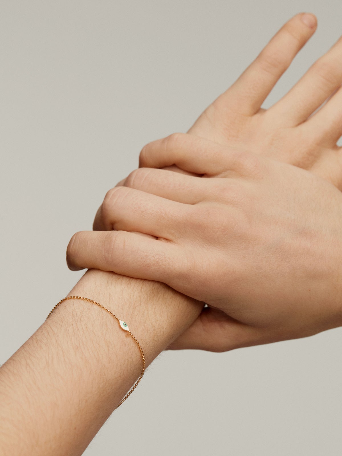Pulsera de plata 925 bañada en oro amarillo de 9K con ojo