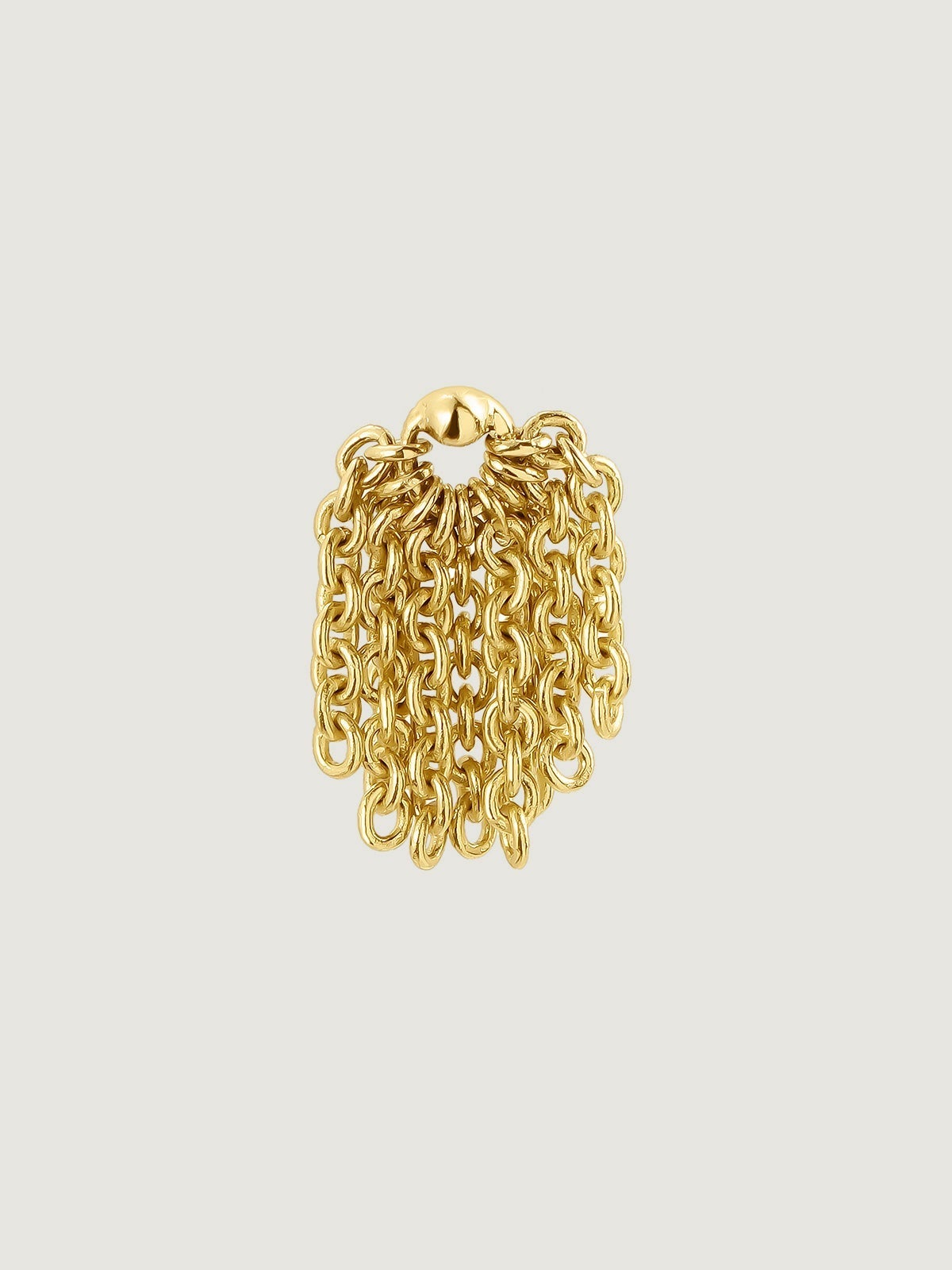 Pendiente individual de oro amarillo de 9K con pompón de cadenas