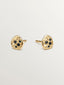 Pendientes de plata 925 bañada en oro amarillo de 18K con relieve y espinelas negras
