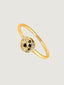 Anillo de plata 925 bañada en oro amarillo de 18K con relieve y espinelas negras