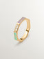 Anillo de plata 925 bañada en oro amarillo de 18K con esmalte de colores y número cinco