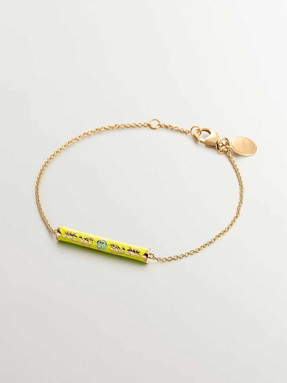 Pulsera de plata 925 bañada en oro amarillo de 18K con esmalte amarillo