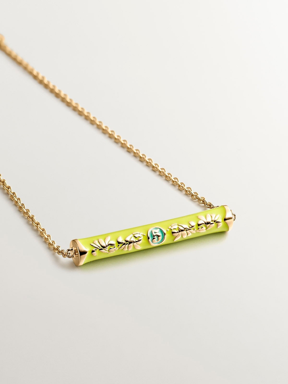 Pulsera de plata 925 bañada en oro amarillo de 18K con esmalte amarillo