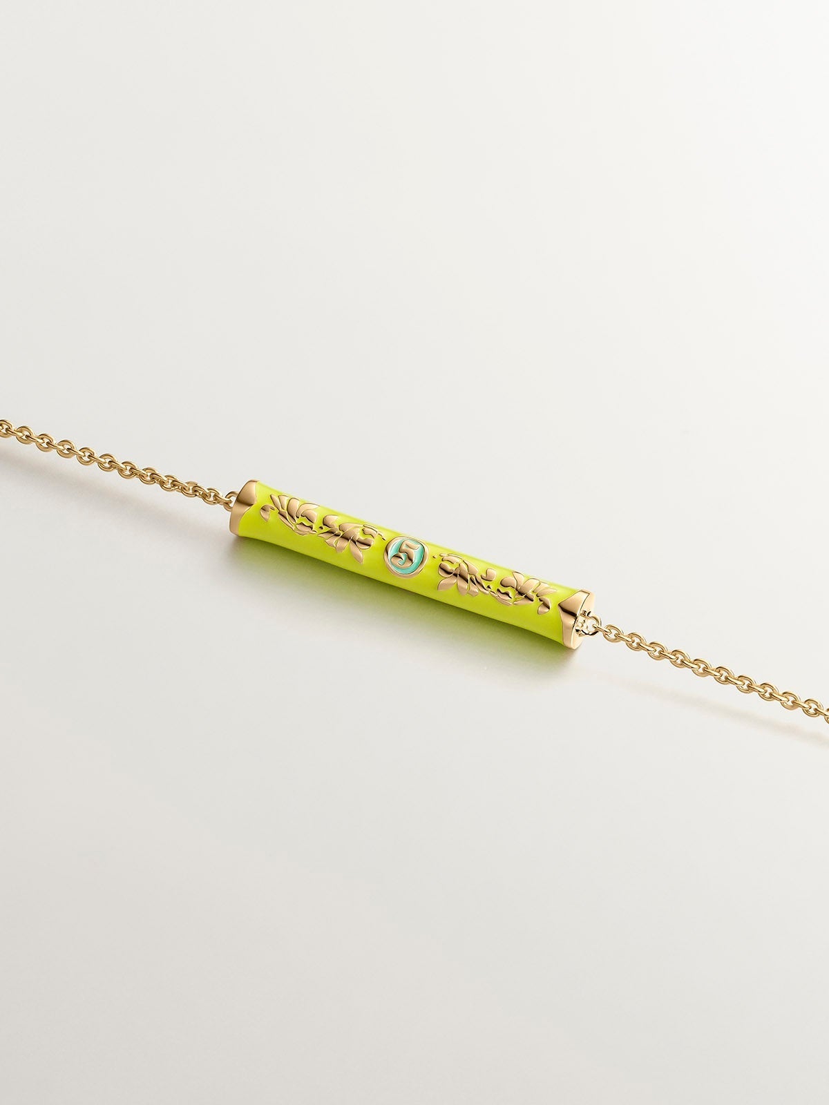 Pulsera de plata 925 bañada en oro amarillo de 18K con esmalte amarillo