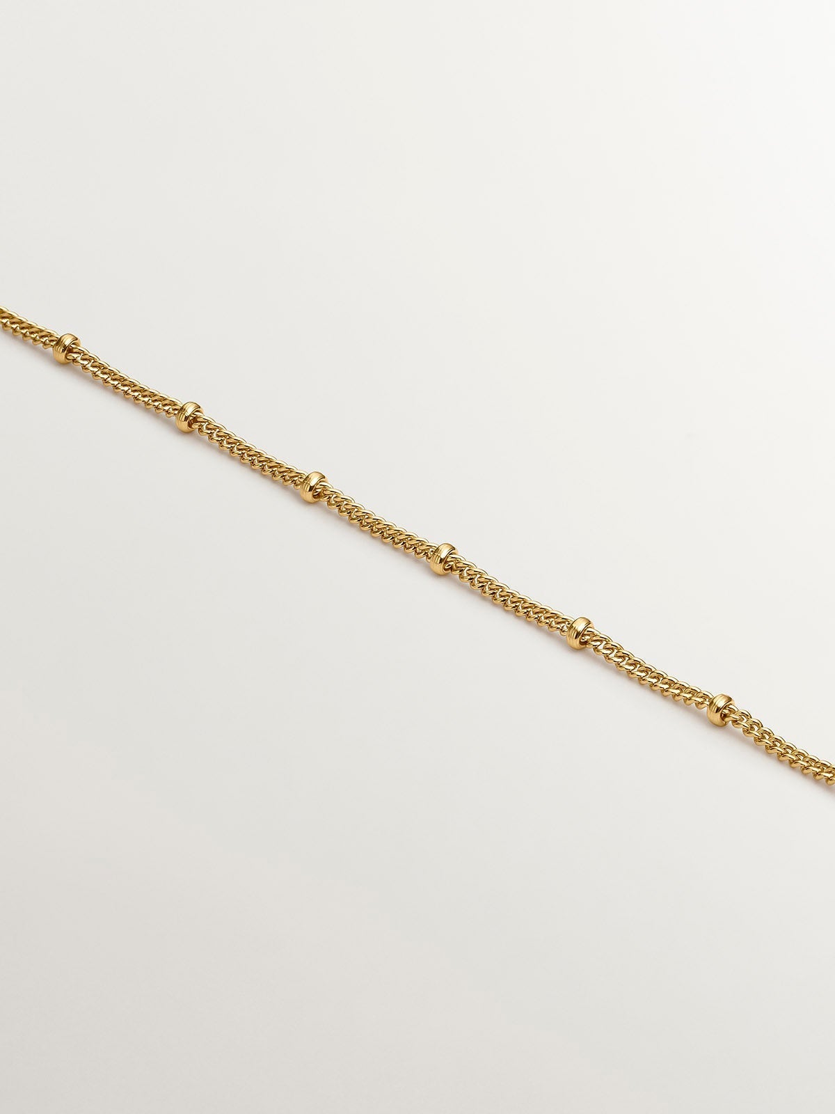 Pulsera de cadena con bolitas de plata 925 bañada en oro amarillo de 18K