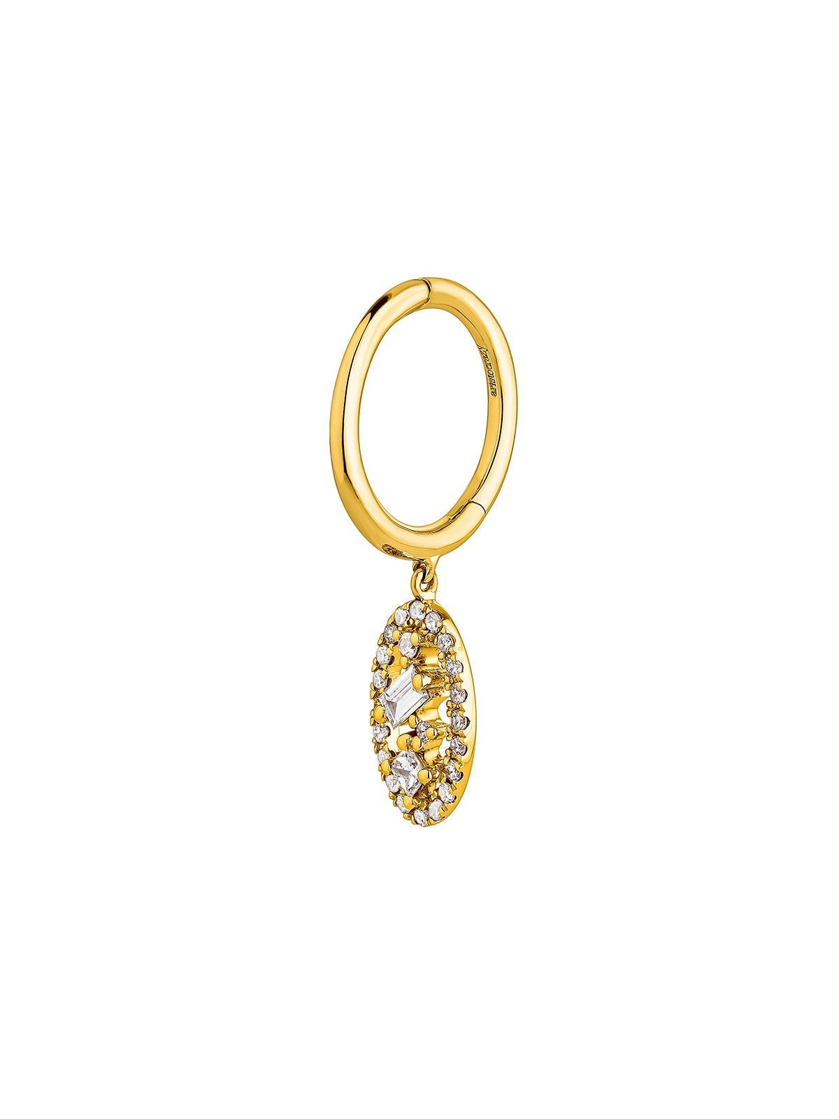 Pendiente individual de oro amarillo de 18K con diamantes