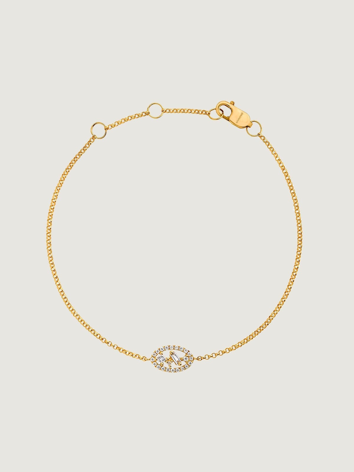 Pulsera de oro amarillo de 18kt con motivo de diamante ovalado
