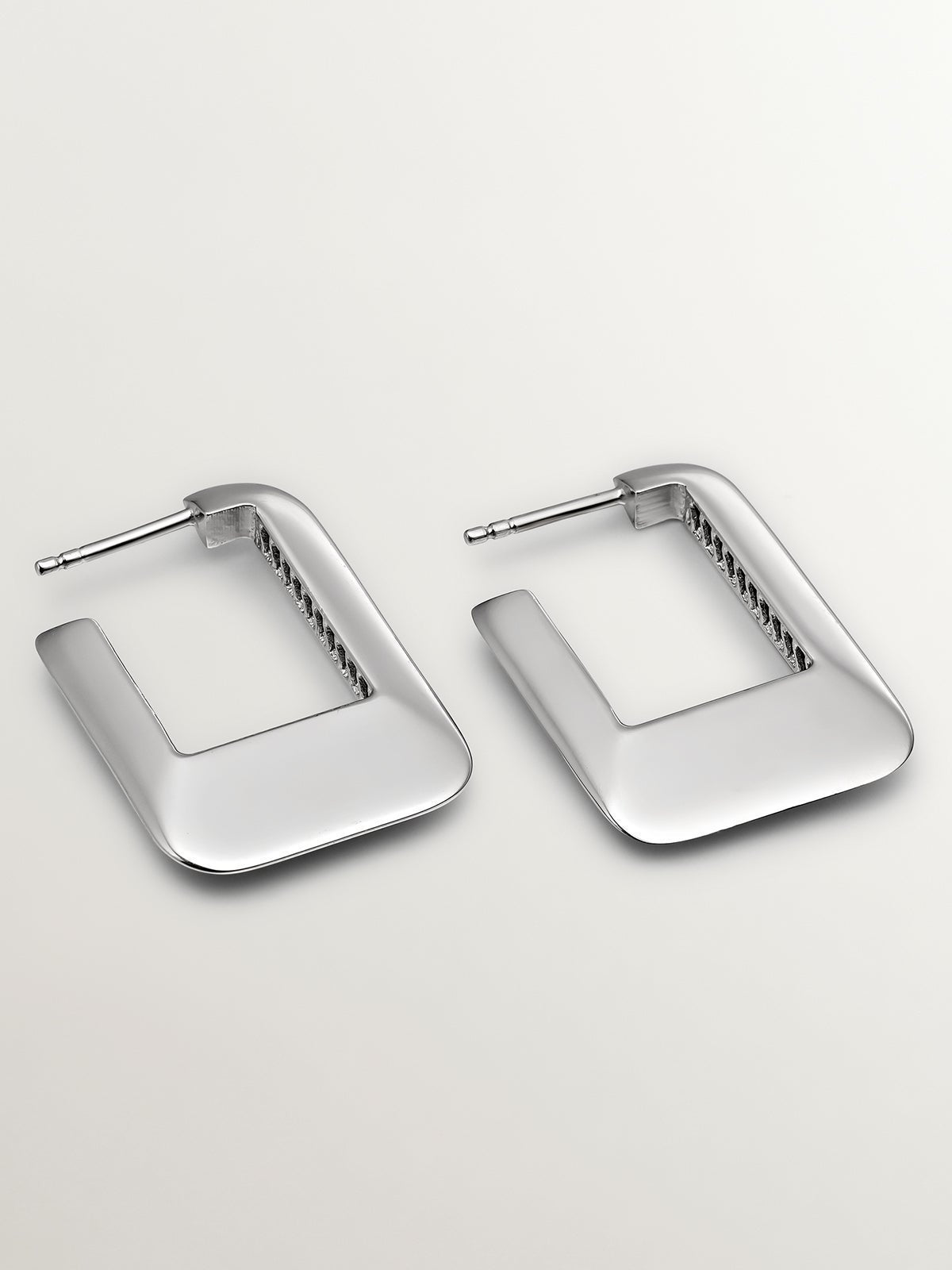 Pendientes de aro cuadrados de plata 925