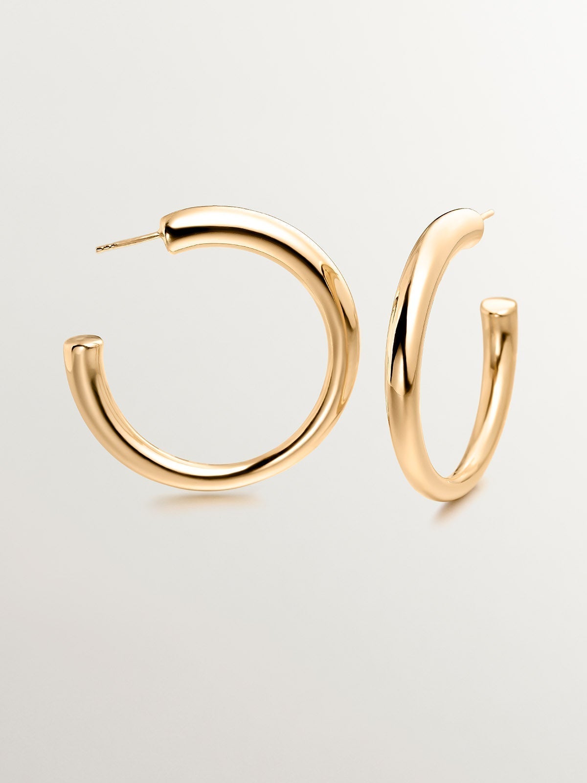 Pendientes de aro grandes de plata 925 bañada en oro amarillo de 18K