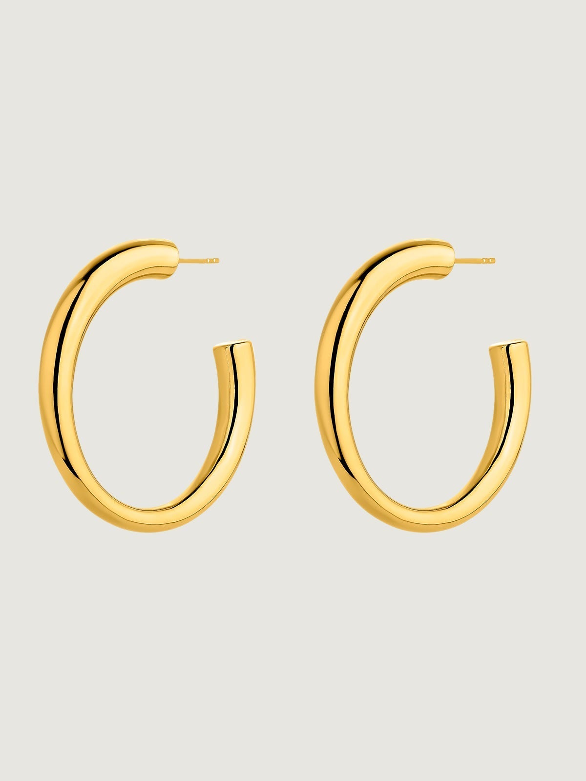 Pendientes de aro grandes de plata 925 bañada en oro amarillo de 18K