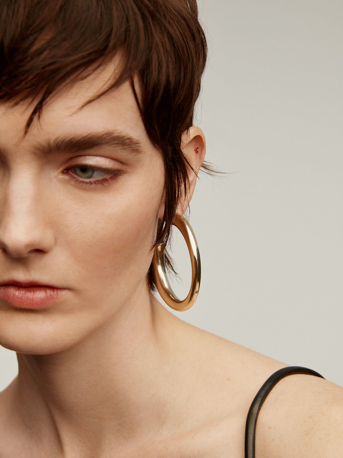 Pendientes de aro grandes de plata 925 bañada en oro amarillo de 18K