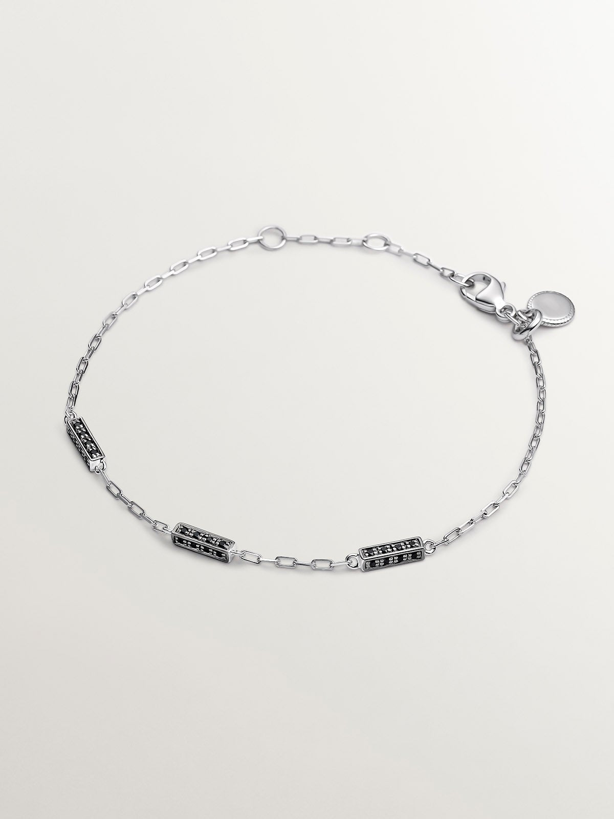 Pulsera de plata 925 con espinelas negras