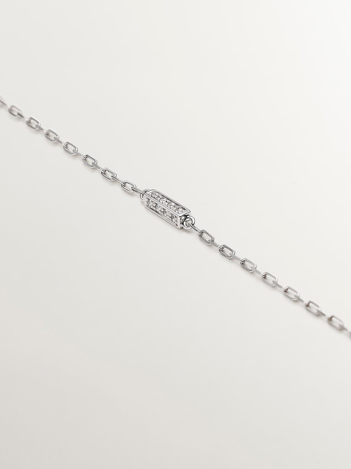 Collar de eslabones rolo de plata 925 con topacios blancos
