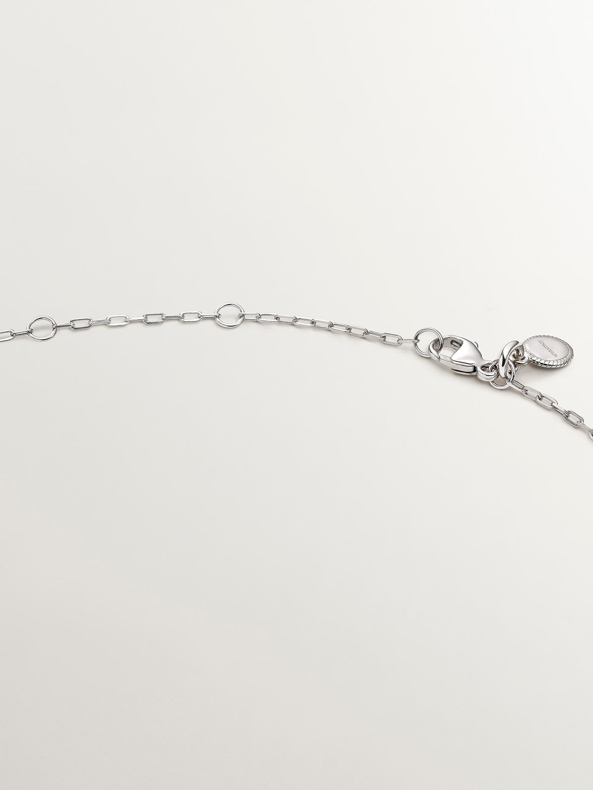 Collar de eslabones rolo de plata 925 con topacios blancos