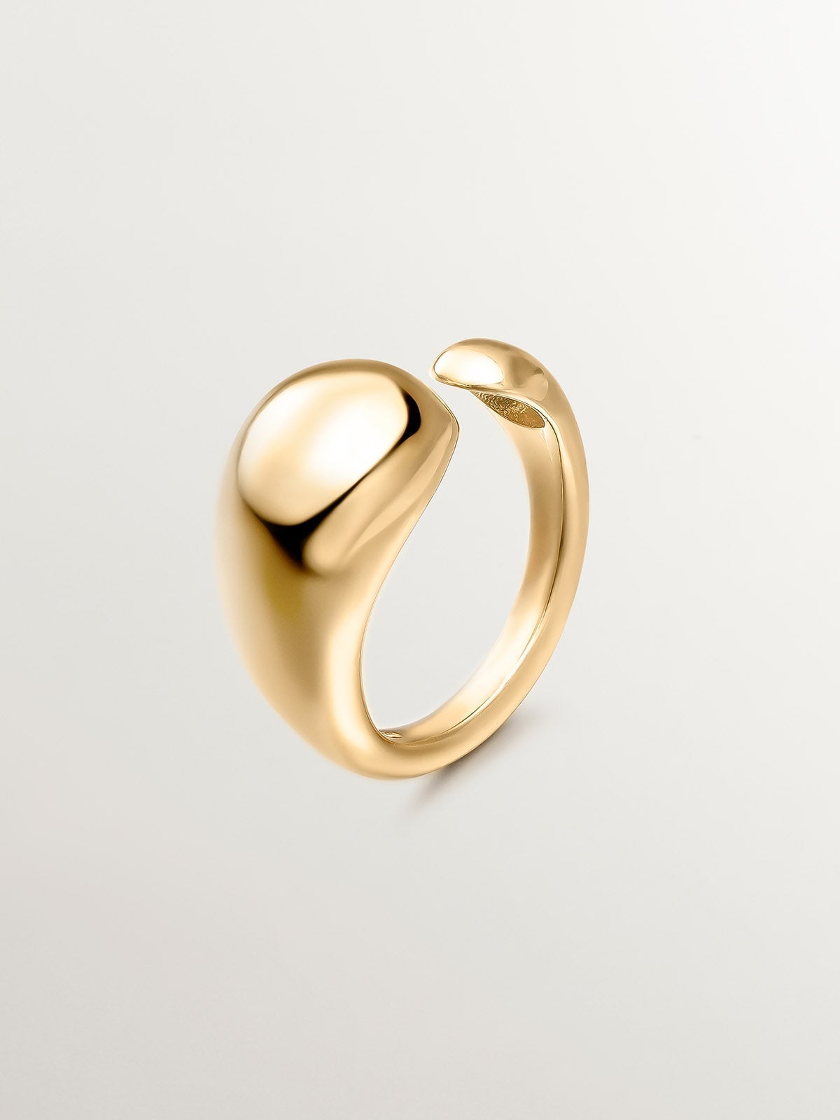 Anillo Tú y Yo de plata 925 bañada en oro amarillo de 18K con forma abombada