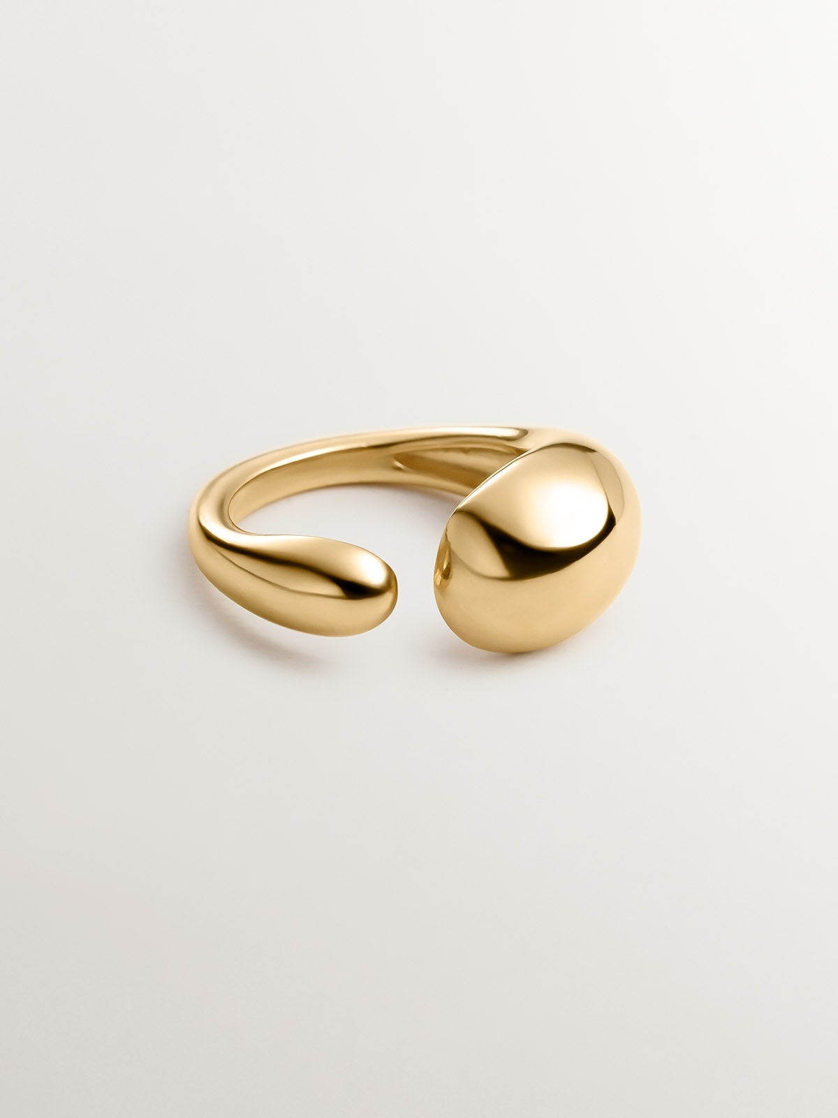 Anillo Tú y Yo de plata 925 bañada en oro amarillo de 18K con forma abombada