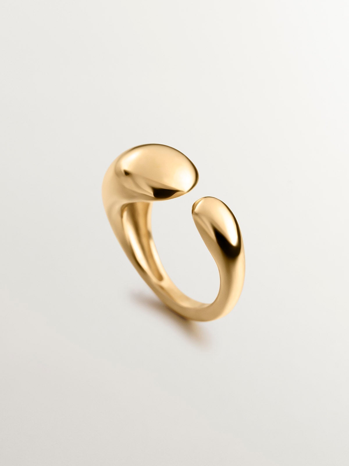 Anillo Tú y Yo de plata 925 bañada en oro amarillo de 18K con forma abombada