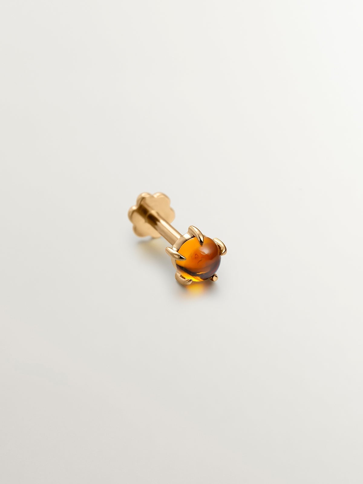 Pendiente individual de oro de 18K con citrino naranja