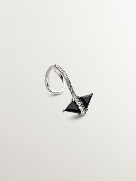 Lip cuff para labio de plata 925 con ónix negro y diamantes