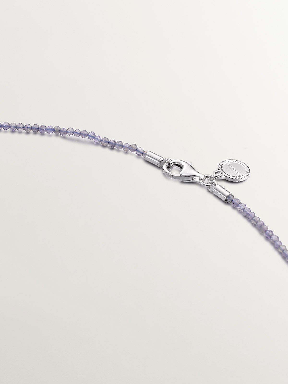 Collar de plata 925 con bolitas de iolitas grises