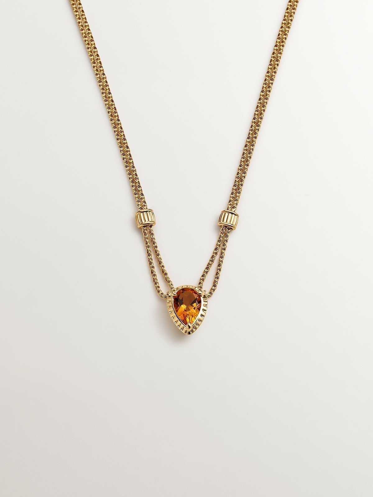 Colgante de plata 925 bañada en oro amarillo de 18K con cuarzo amarillo